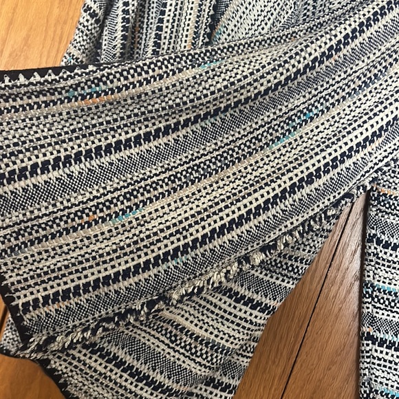 Lucky brand wrap sweater with fringe detail, multi color poncho style size M - Picture 3 of 4